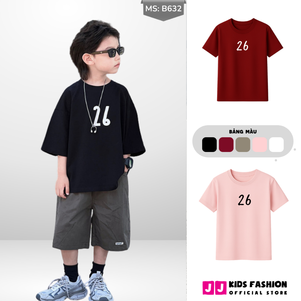 Áo Thun Ngắn Tay Mùa Hè Cho Bé Trai, Bé Gái In Hình Năng Động, Cổ Tròn | JJ Kids Fashion