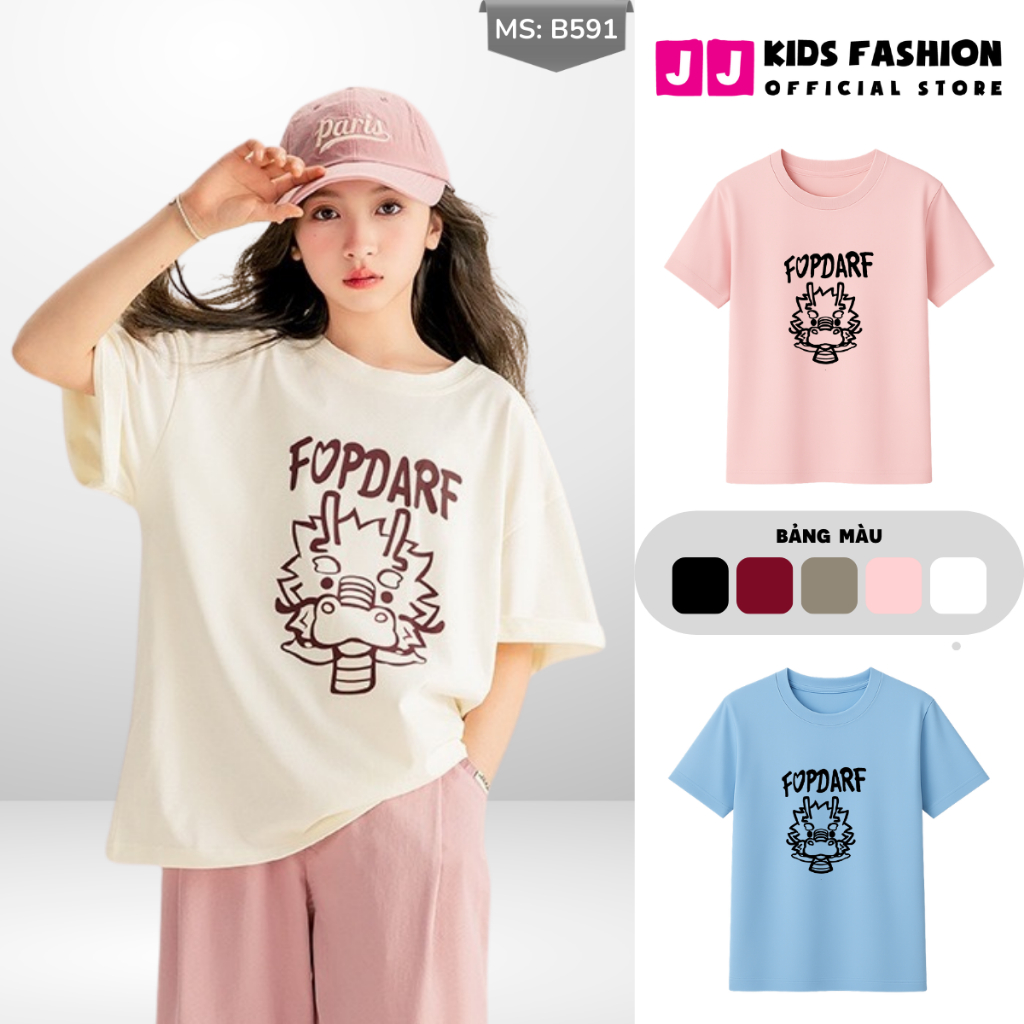 Áo Thun Ngắn Tay Cho Bé Trai, Bé Gái In Hình Năng Động, Cổ Tròn B591 | JJ Kids Fashion