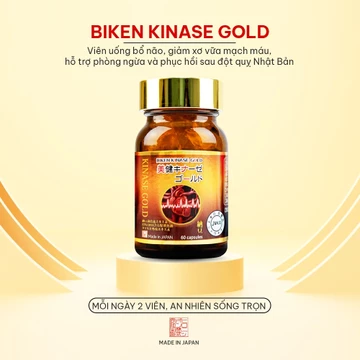 Biken Kinase Gold Hộp - Viên uống bổ não, giảm xơ vữa mạch máu, hỗ trợ phòng ngừa và phục hồi sau đột quỵ