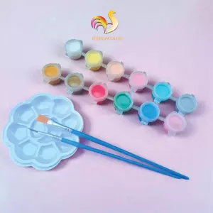 Dây 12 Màu Nhũ Acrylic Metallic Pha Sẵn 3ml/5ml Kèm 2 Cọ Vẽ Và Khay Pha Màu HUNGACOLOR