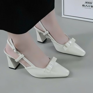 Giày sandal cao gót bít mũi mũi nhọn gót vuông 5P và 7P mềm mại êm chân thoải mái giày bánh bèo mã SandalNoLoli