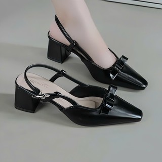 Giày sandal cao gót bít mũi mũi nhọn gót vuông 5P và 7P mềm mại êm chân thoải mái giày bánh bèo mã SandalNoLoli