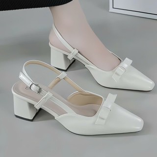 Giày sandal cao gót bít mũi mũi nhọn gót vuông 5P và 7P mềm mại êm chân thoải mái giày bánh bèo mã SandalNoLoli