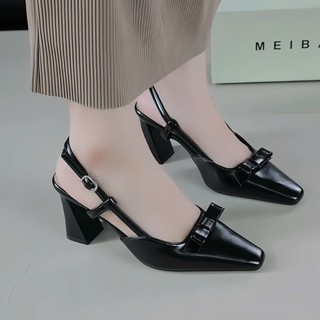 Giày sandal cao gót bít mũi mũi nhọn gót vuông 5P và 7P mềm mại êm chân thoải mái giày bánh bèo mã SandalNoLoli