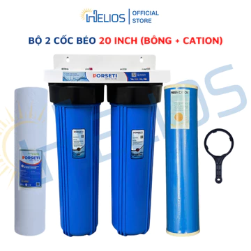 Bộ 2 cốc béo xanh lắp sẵn ren 34 cho nước lọc đầu nguồn - Lọc tổng đầu nguồn nước sinh hoạt, chung cư,...