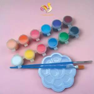 Dây 12 Màu Acrylic Pha Sẵn Loại 3/5ml Kèm 2 Cọ Vẽ Và Khay Pha Màu HUNGACOLOR
