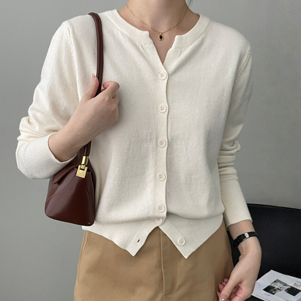 Áo len cardigan dài tay LACHI chất liệu dệt kim cổ tròn phong cách Hàn Quốc trẻ trung nữ tính LC-AL11 | BigBuy360 - bigbuy360.vn