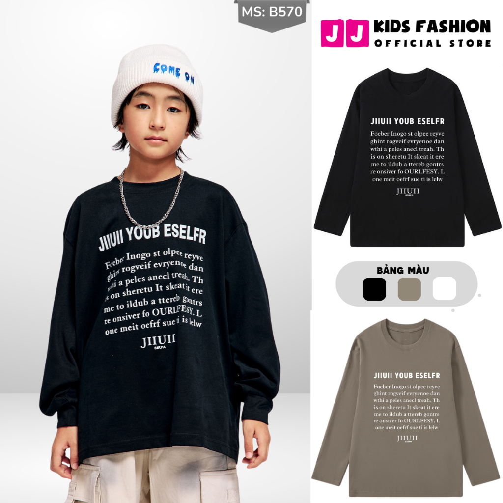 Áo Thun Dài Tay Xuân Thu Cho Bé Trai, Bé Gái In Hình Năng Động, Cổ Tròn B570 | JJ Kids Fashion