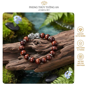 Vòng Mắt Hổ Nâu Đỏ Mix Charm Tỳ Hưu – Thu Hút Tài Lộc, Bản Lĩnh Và May Mắn