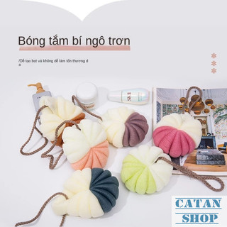 Bông Tắm Bí Ngô Tạo Bọt Mịn Mềm Mại An Toàn Cho Da Nhiều Màu Pastel Dễ Thương, Bông Tắm 2 Màu Bí Ngô
