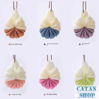 Bông Tắm Bí Ngô Tạo Bọt Mịn Mềm Mại An Toàn Cho Da Nhiều Màu Pastel Dễ Thương, Bông Tắm 2 Màu Bí Ngô