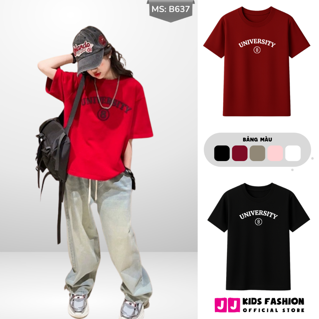 Áo Thun Ngắn Tay Cho Bé Trai, Bé Gái In Hình Năng Động, Cổ Tròn B637 | JJ Kids Fashion