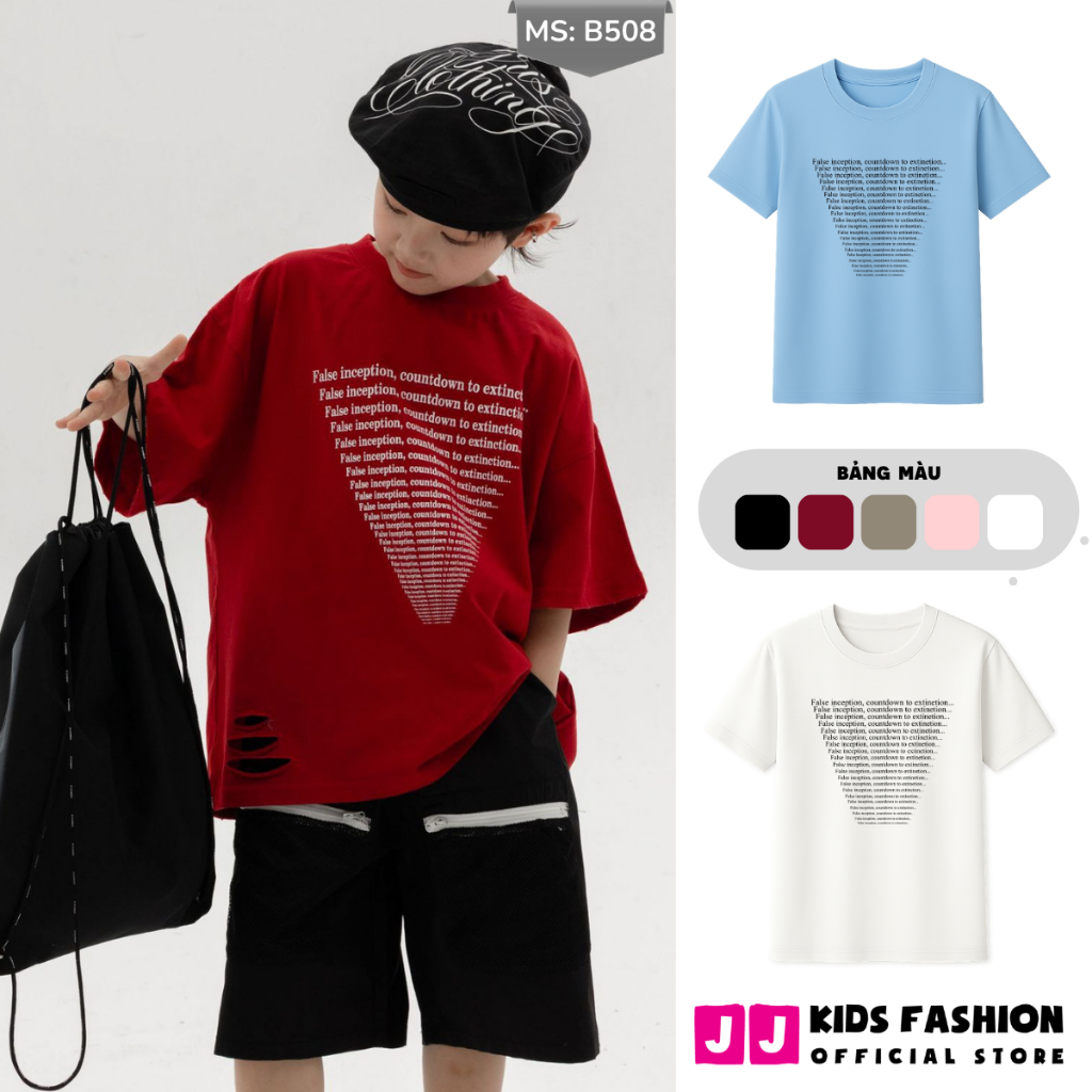 Áo Thun Bé Trai, Bé Gái Cổ Tròn Ngắn Tay Thời Trang_KHÔNG RÁCH B508 | JJ Kids Fashion