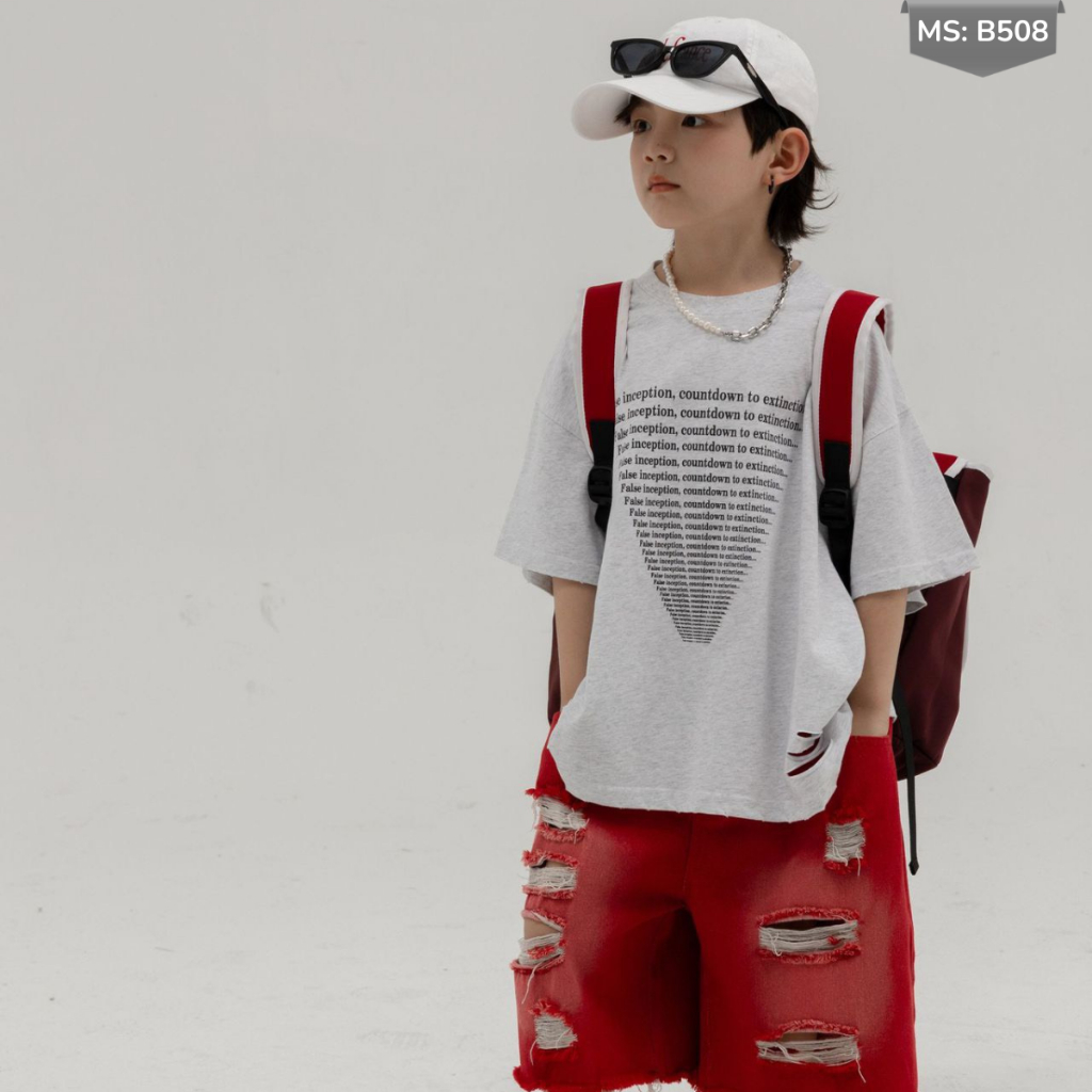 Áo Thun Bé Trai, Bé Gái Cổ Tròn Ngắn Tay Thời Trang_KHÔNG RÁCH B508 | JJ Kids Fashion