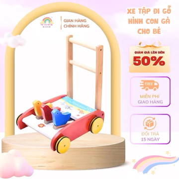 Xe gà tập đi cho bé yêu ,xe tập đi cho bé,xe tập đi bằng gỗ,Shop Mẹ & Bé 88, Xe Gỗ Tập Đi 3 Con Gà