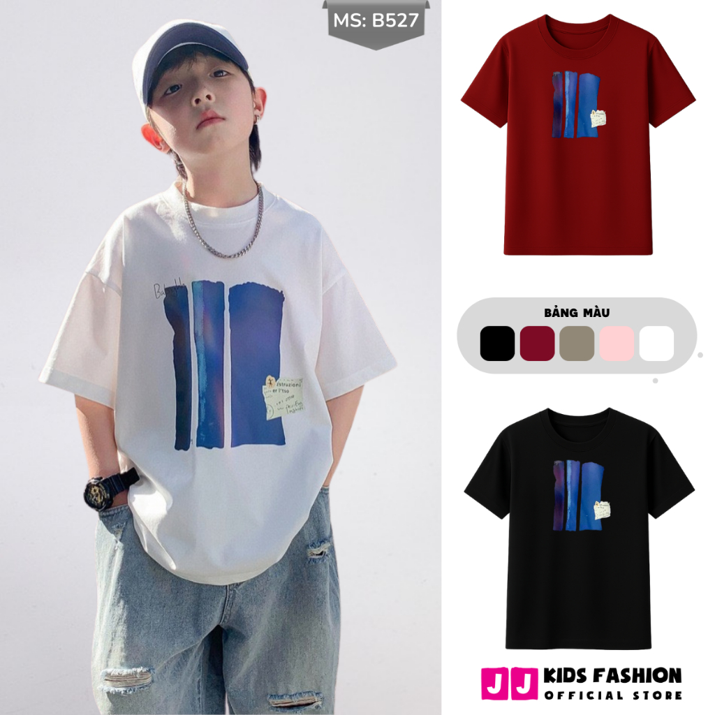 Áo Thun Ngắn Tay Mùa Hè Cho Bé Trai, Bé Gái In Hình Năng Động, Cổ Tròn | JJ Kids Fashion | B527