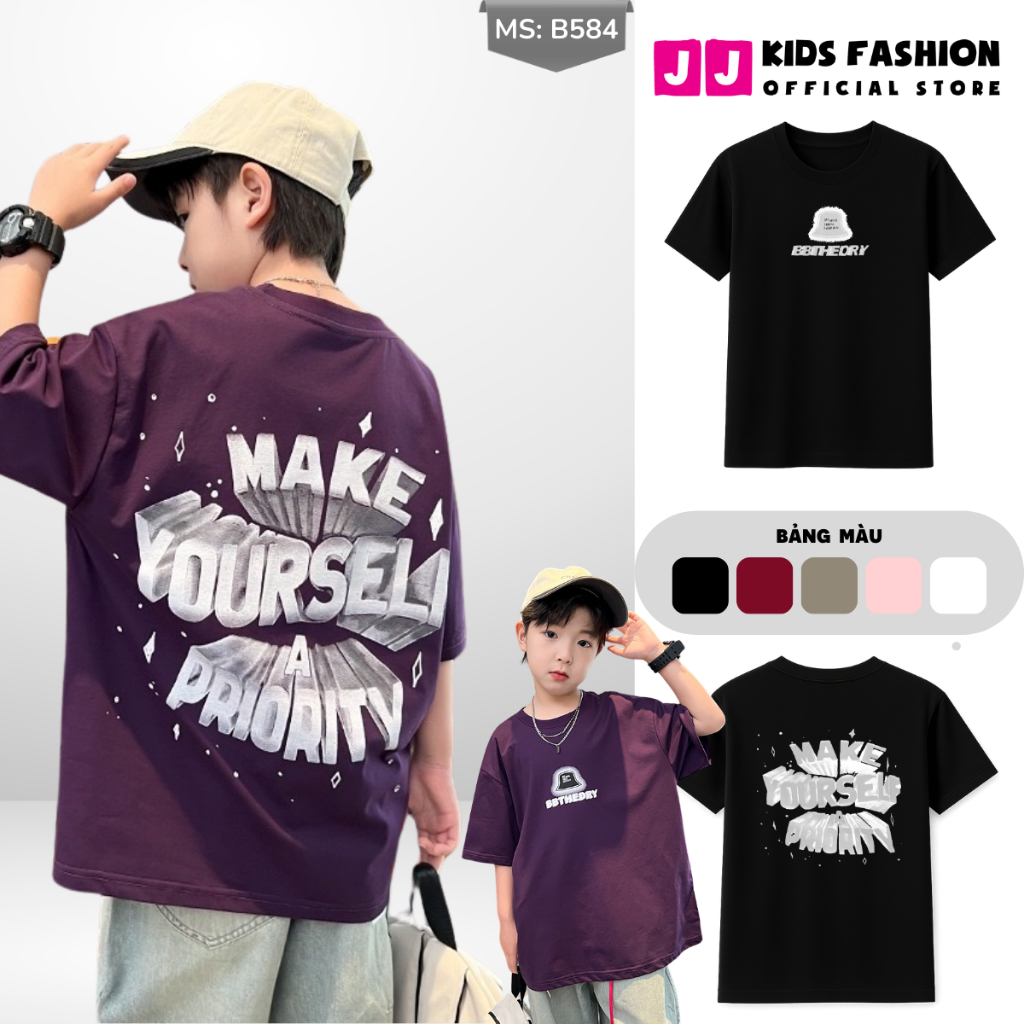 Áo Thun Ngắn Tay Mùa Hè Cho Bé Trai, Bé Gái In Hình Năng Động, Cổ Tròn B584 | JJ Kids Fashion