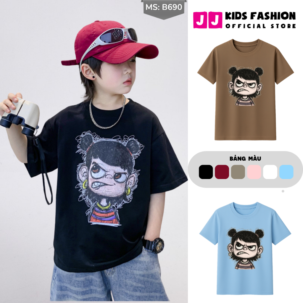 Áo Thun Ngắn Tay Mùa Hè Cho Bé Trai, Bé Gái In Hình Năng Động, Cổ Tròn B690 | JJ Kids Fashion