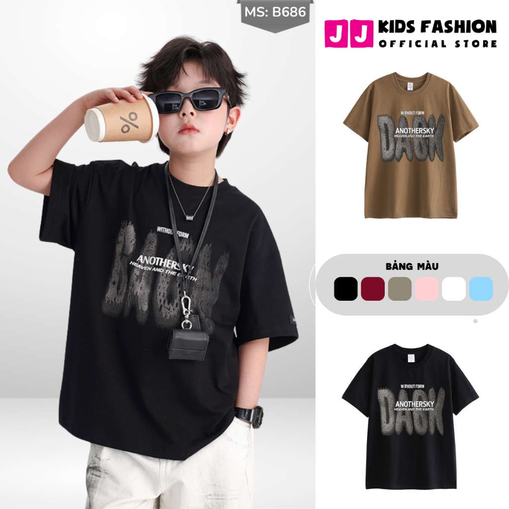 Áo Thun Ngắn Tay Mùa Hè Cho Bé Trai, Bé Gái In Hình Năng Động, Cổ Tròn B686 | JJ Kids Fashion