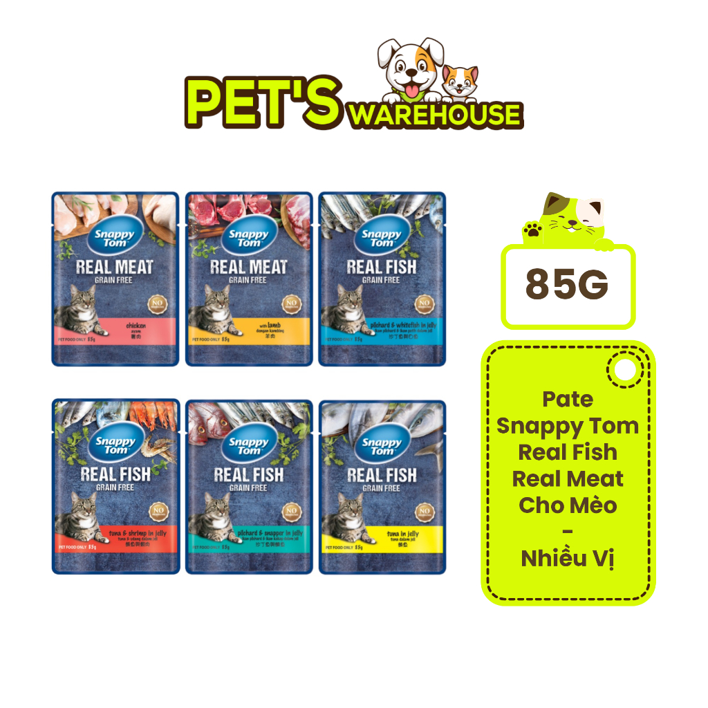 Pate Snappy Tom Real Fish Mèo 85G | Shopee Việt Nam