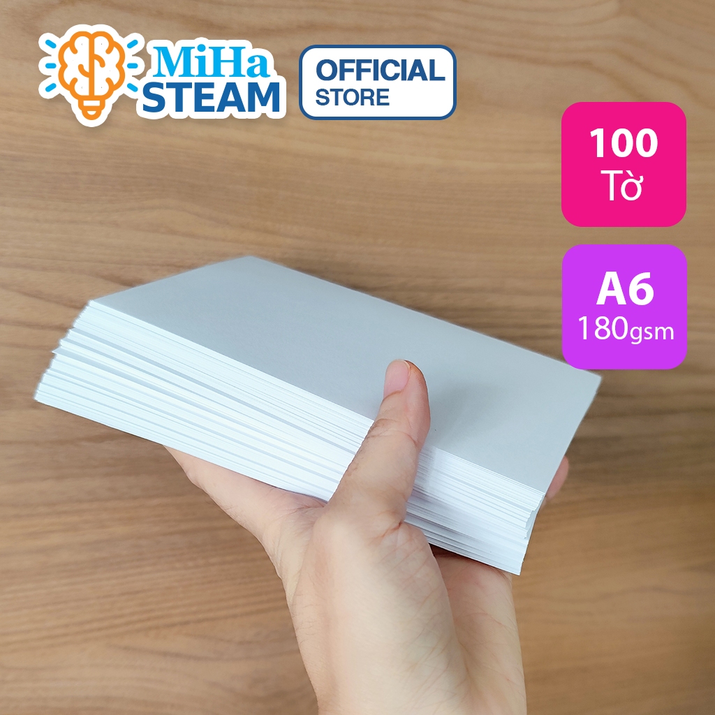 100 tờ giấy A6 180gsm trắng 2 mặt mịn, vẽ phác, in ấn, làm thủ công ...