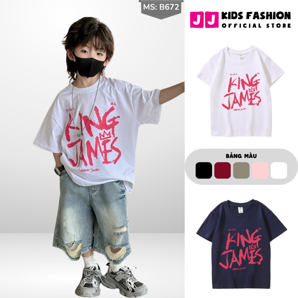 Áo Thun Trẻ Em KING JAMES – Thiết Kế Mạnh Mẽ, Form Rộng Cá Tính B672 | JJ Kids Fashion Official