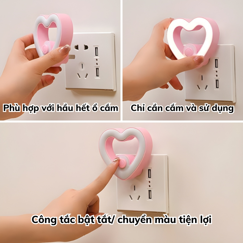 Đèn Ngủ Có Công Tắc Bật Tắt Và Chuyển Màu, Bóng Đèn Ngủ LED Nhiều Mẫu Cắm Điện Trực Tiếp Tiết Kiệm Điện