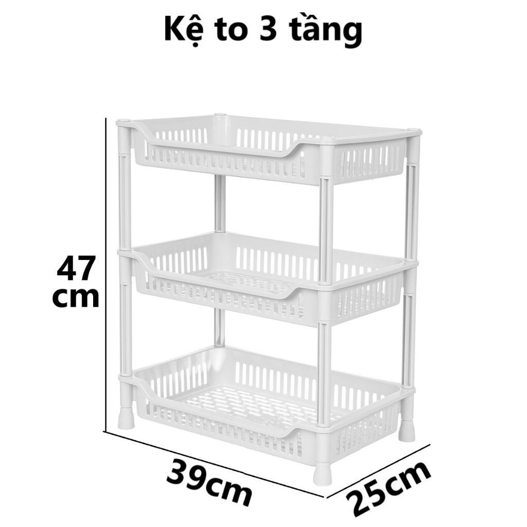Kệ chữ nhật 2, 3 tầng nhựa VIỆT NHẬT - Đựng đồ đa năng, nhà bếp, phòng tắm, gia vị, úp chén - 5538/9