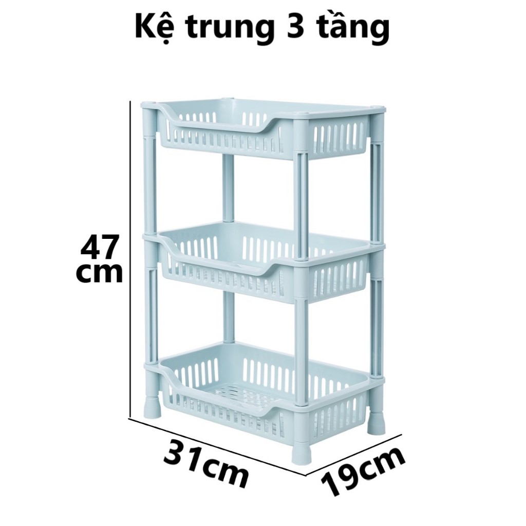 Kệ chữ nhật 2, 3 tầng nhựa VIỆT NHẬT - Đựng đồ đa năng, nhà bếp, phòng tắm, gia vị, úp chén - 5538/9