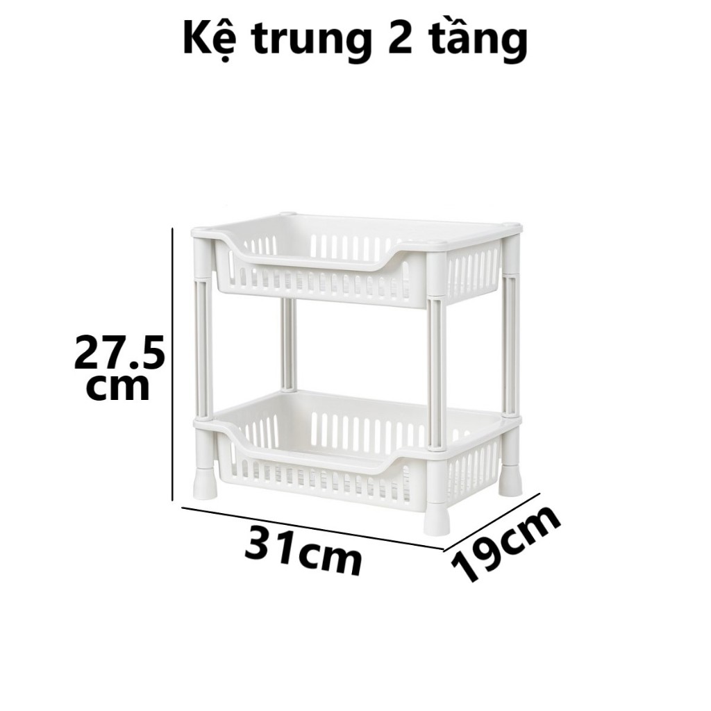 Kệ chữ nhật 2, 3 tầng nhựa VIỆT NHẬT - Đựng đồ đa năng, nhà bếp, phòng tắm, gia vị, úp chén - 5538/9