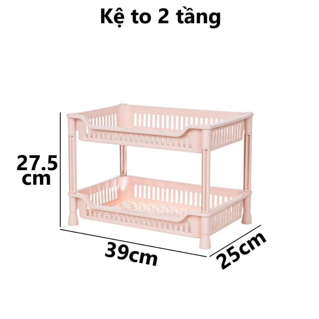 Kệ chữ nhật 2, 3 tầng nhựa VIỆT NHẬT - Đựng đồ đa năng, nhà bếp, phòng tắm, gia vị, úp chén - 5538/9