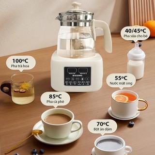 Máy hâm sữa, Bình đun nước pha sữa Qcooko QO-H13L, công suất 800W, khử Clo và tiệt trùng, bảng điều khiển tiếng Việt