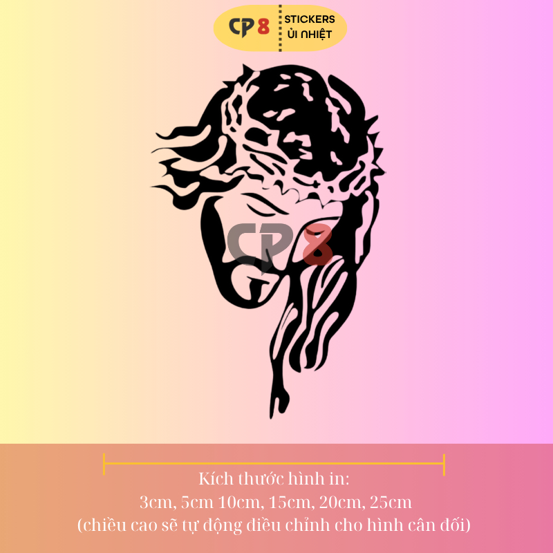 Bộ Hình In, Ủi Nhiệt Sticker Jesus 02 - CP8 PET Sticker