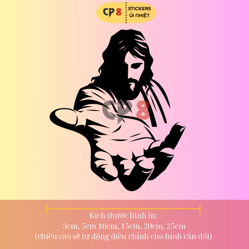 Bộ Hình In, Ủi Nhiệt Sticker Jesus 02 - CP8 PET Sticker