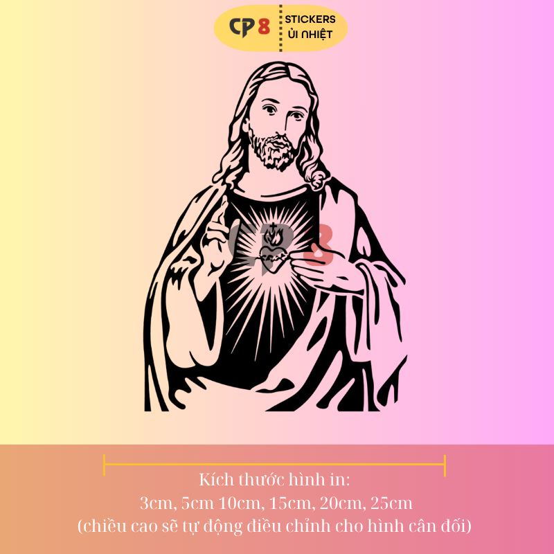 Bộ Hình In, Ủi Nhiệt Sticker Jesus 02 - CP8 PET Sticker