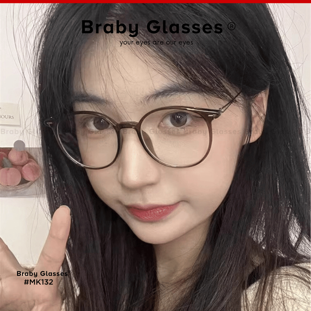 Gọng kính cận mắt tròn thời trang nam nữ Braby Glasses chất liệu nhựa dẻo TR90 basic và trẻ trung sang trọng MK132