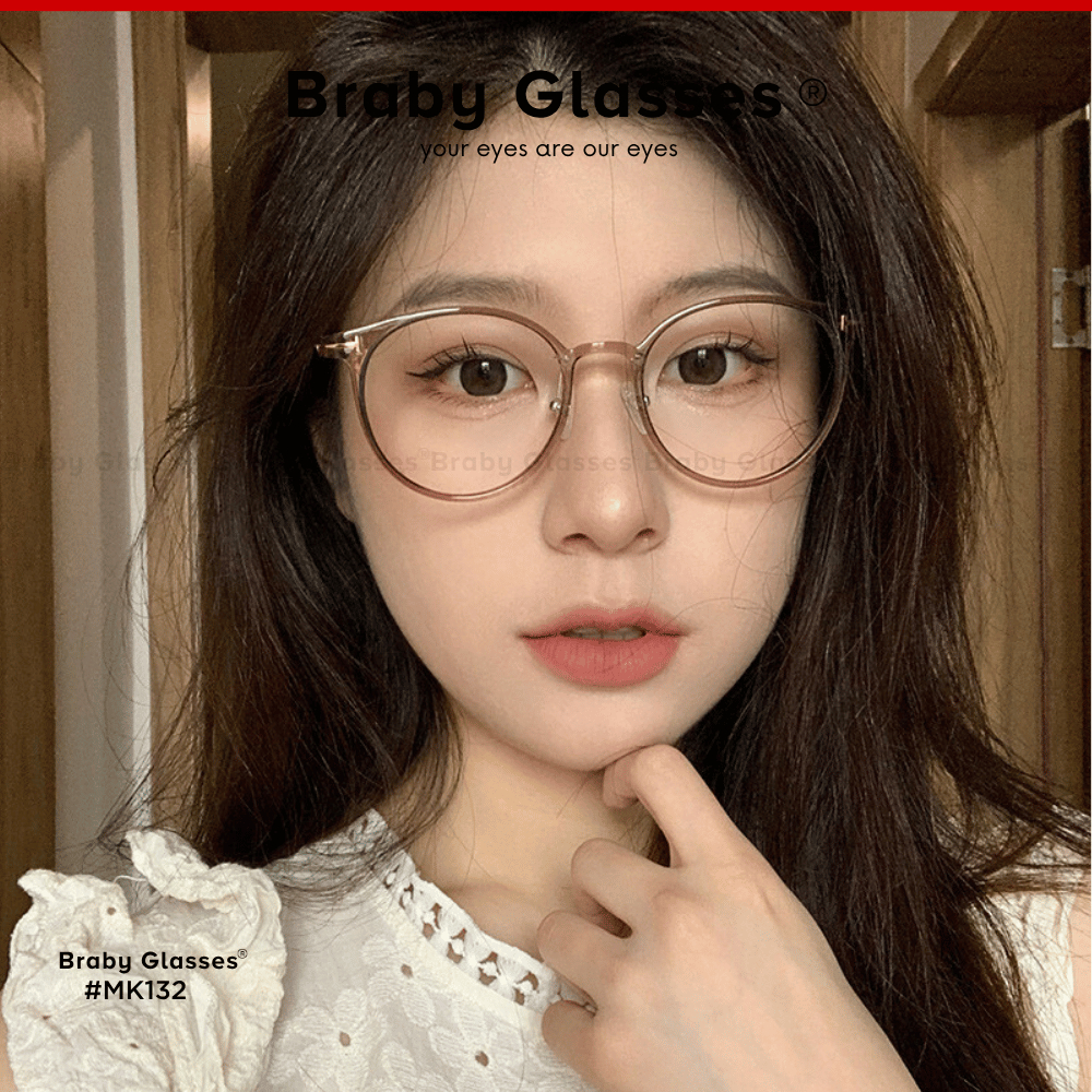 Gọng kính cận mắt tròn thời trang nam nữ Braby Glasses chất liệu nhựa dẻo TR90 basic và trẻ trung sang trọng MK132