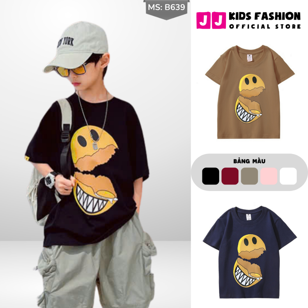 Áo Thun Trẻ Em In Hình Biểu Cảm Độc Lạ, Phong Cách Streetwear Cá Tính B639 | JJ Kids Fashion