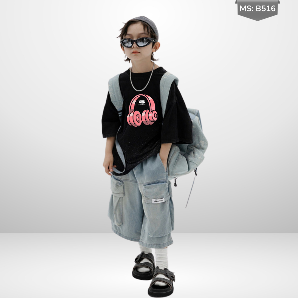 Áo Thun Ngắn Tay Mùa Hè Cho Bé Trai, Bé Gái In Hình Năng Động, Cổ Tròn B516 | JJ Kids Fashion