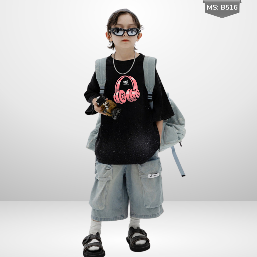 Áo Thun Ngắn Tay Mùa Hè Cho Bé Trai, Bé Gái In Hình Năng Động, Cổ Tròn B516 | JJ Kids Fashion