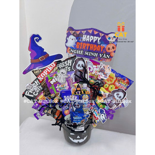 Set quà Halloween bánh kẹo mix – giỏ quà Halloween trang trí dễ thương tặng bé, bạn bè ,set bánh kẹo halloween 2025