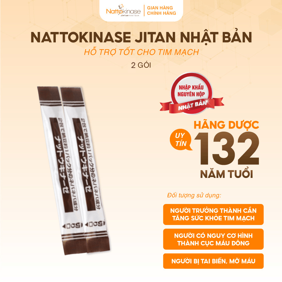 Dành cho người mỡ máu NATTOKINASE Jintan Nhật Bản, Lẻ 2 gói (không có hộp)