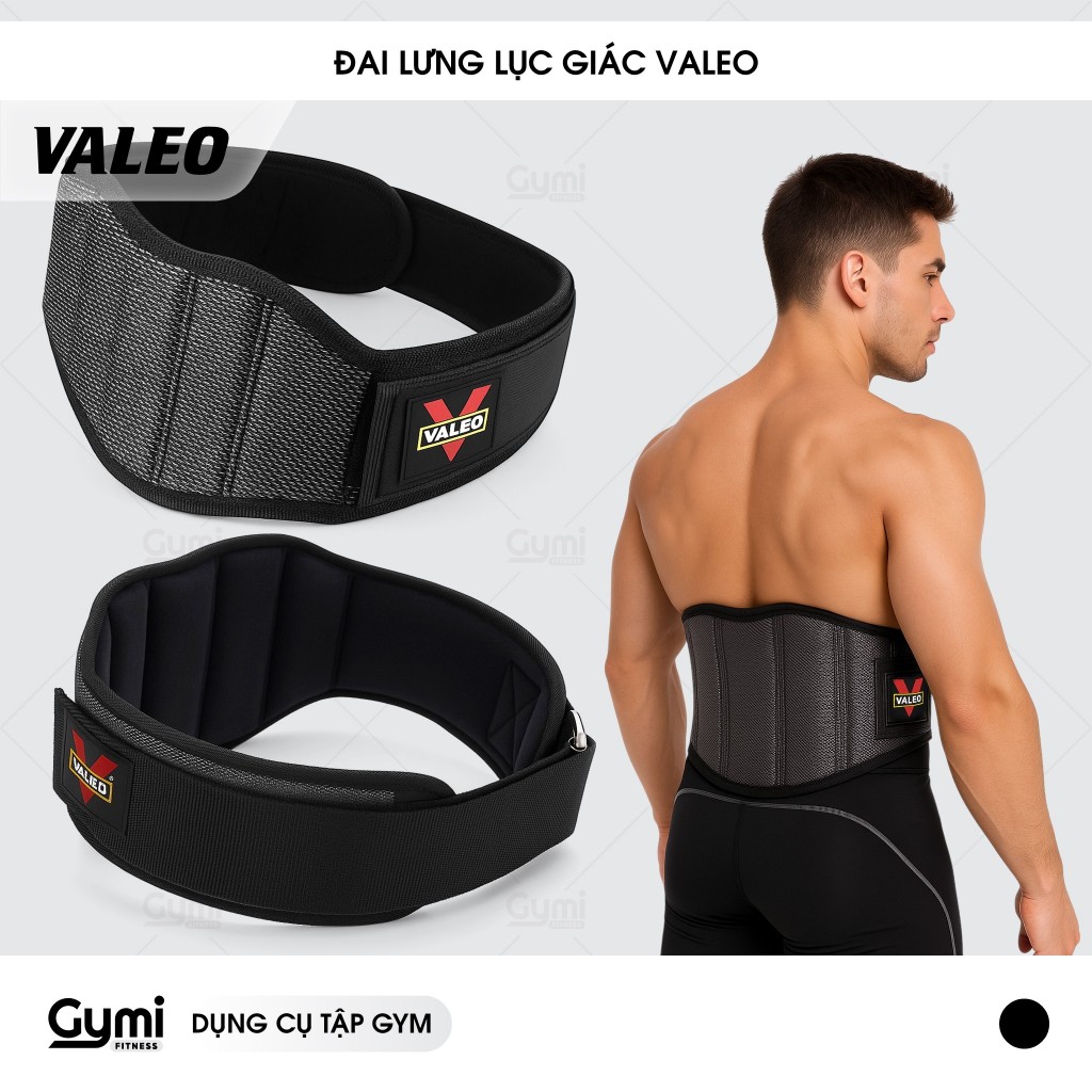 Đai Lưng Lục Giác VALEO Tập Gym Cao Cấp Bản To- Bảo Vệ Lưng Giúp Chống Đau Lưng Mỏi Cơ Khi Tập Luyện