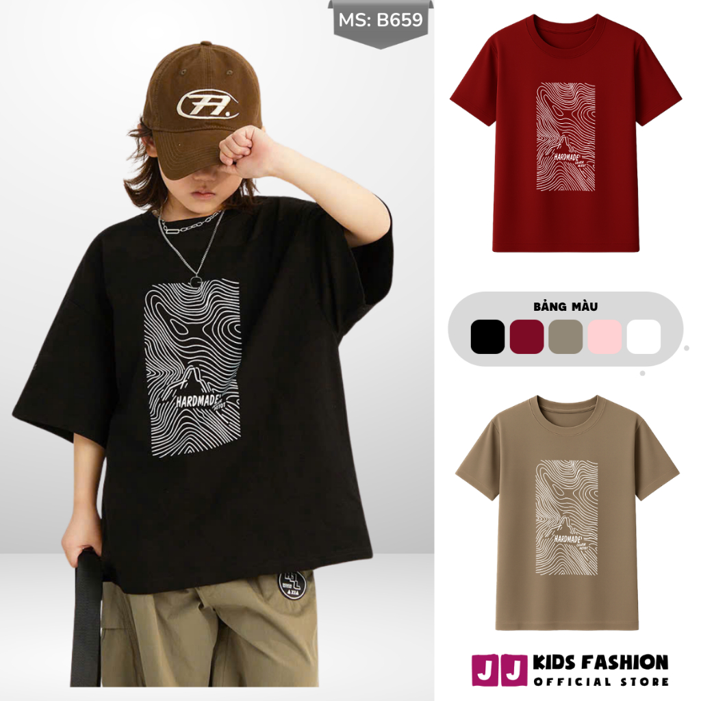 Áo Thun Ngắn Tay Mùa Hè Cho Bé Trai, Bé Gái In Hình Năng Động, Cổ Tròn B659 | JJ Kids Fashion