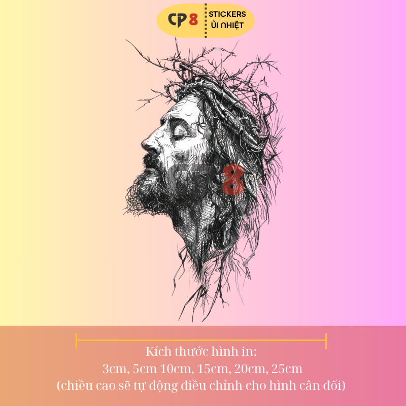 Bộ Hình In, Ủi Nhiệt Sticker Jesus 04 - CP8 PET Sticker