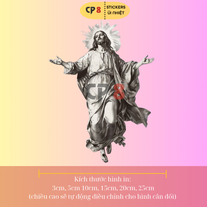 Bộ Hình In, Ủi Nhiệt Sticker Jesus 04 - CP8 PET Sticker