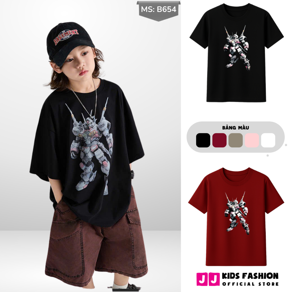Áo Thun Ngắn Tay Mùa Hè Cho Bé Trai, Bé Gái In Hình Năng Động, Cổ Tròn B654 | JJ Kids Fashion