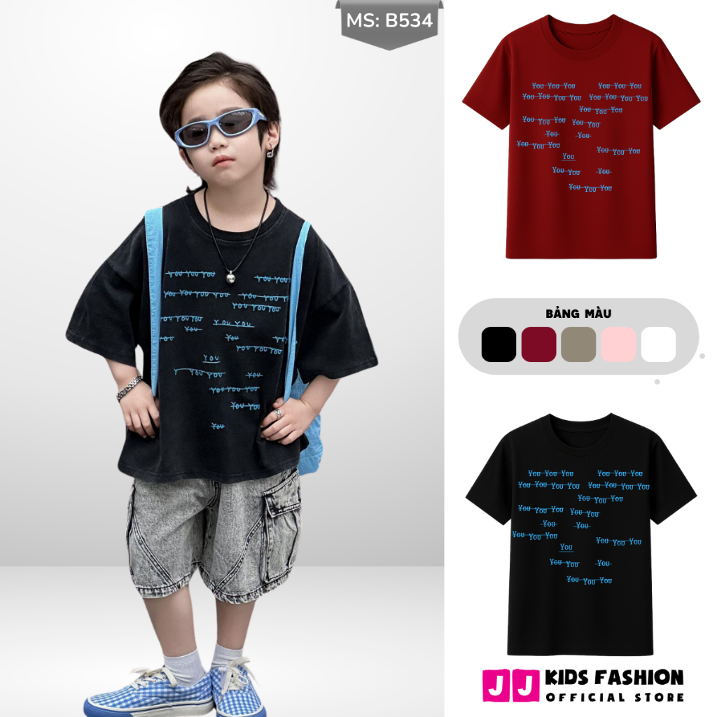 Áo Thun Ngắn Tay Mùa Hè Cho Bé Trai, Bé Gái In Hình Năng Động, Cổ Tròn B534 | JJ Kids Fashion