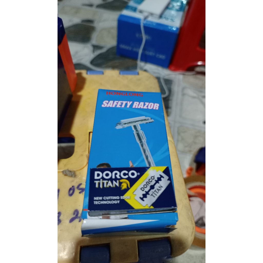 Bộ Dao Cạo Râu Dùng Dao Lam Cán Inox Siêu Bền