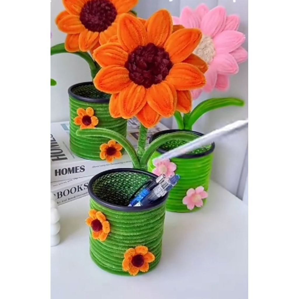 Giỏ / Ống đựng bút hoa kẽm nhung siêu xinh , quà tặng 20.11 , 20.10 , 8.3